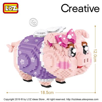 New LOZ Diamond Blocks Piggy Bank Pig Toys Children Building Blocks Model Micro Bricks Educational Creative 2 - LOZ Blocks Store