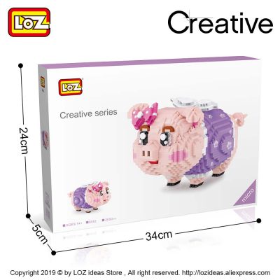 New LOZ Diamond Blocks Piggy Bank Pig Toys Children Building Blocks Model Micro Bricks Educational Creative 4 - LOZ Blocks Store