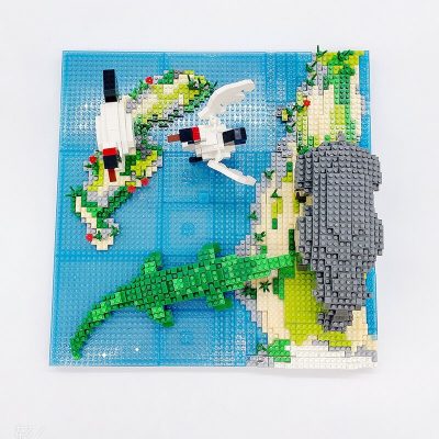 PZX 6623 Animal World Hippo Alligator Crane Bird Flower River Model Mini Diamond Blocks Bricks Building 4 - LOZ Blocks Store