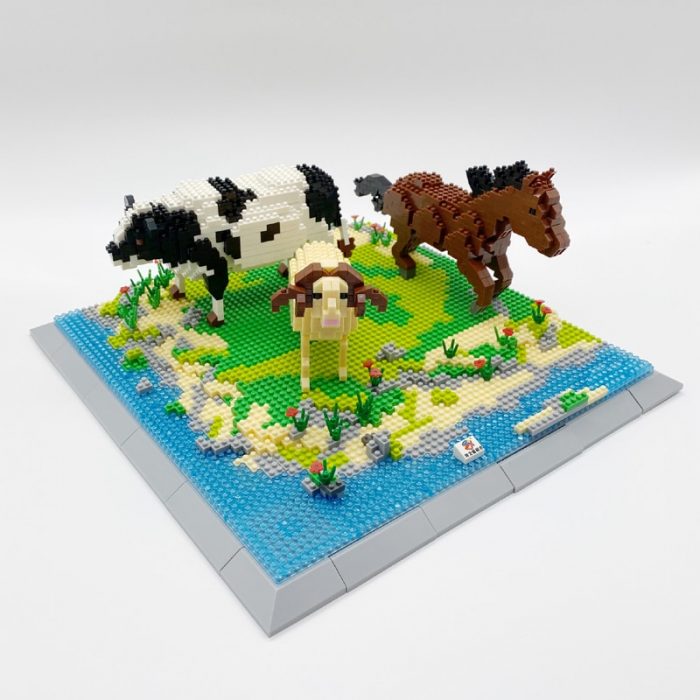 PZX 6627 Animal World Cow Horse Lamb Sheep Flower River 3D DIY Mini Diamond Blocks Bricks 1 - LOZ Blocks Store