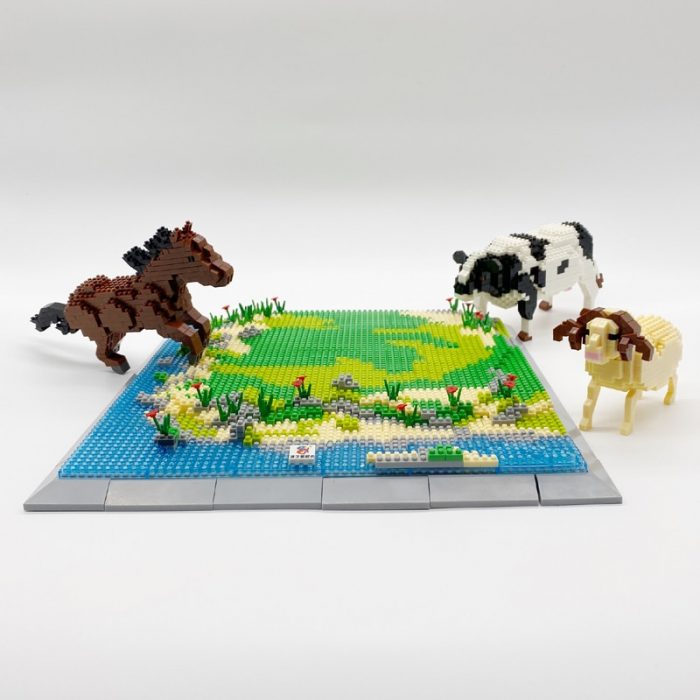 PZX 6627 Animal World Cow Horse Lamb Sheep Flower River 3D DIY Mini Diamond Blocks Bricks 4 - LOZ Blocks Store