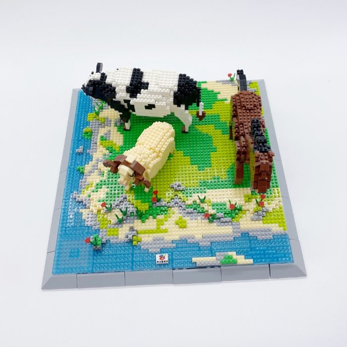 PZX 6627 Animal World Cow Horse Lamb Sheep Flower River 3D DIY Mini Diamond Blocks Bricks 5 - LOZ Blocks Store