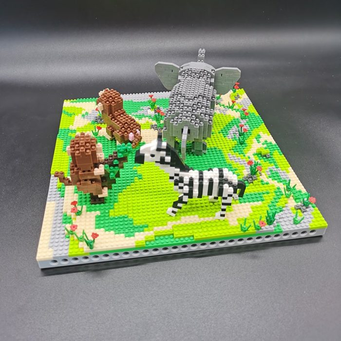 PZX 6628 Animal World Elephant Zebra Monkey Horse Flower DIY Mini Diamond Blocks Bricks Building Toy 5 - LOZ Blocks Store