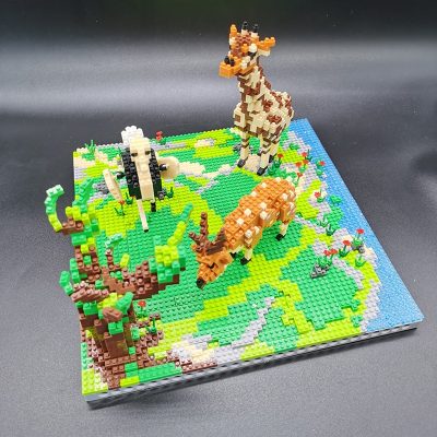 PZX 6629 Animal World Giraffe Deer Ostrich Bird Flower River Model Mini Diamond Blocks Bricks Building 3 - LOZ Blocks Store
