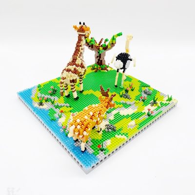 PZX 6629 Animal World Giraffe Deer Ostrich Bird Flower River Model Mini Diamond Blocks Bricks Building 4 - LOZ Blocks Store