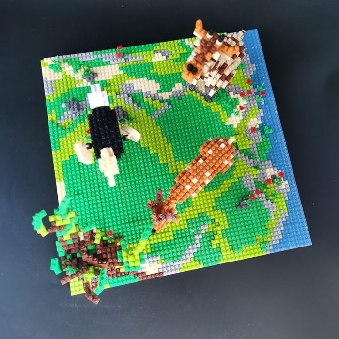 PZX 6629 Animal World Giraffe Deer Ostrich Bird Flower River Model Mini Diamond Blocks Bricks Building 5 - LOZ Blocks Store