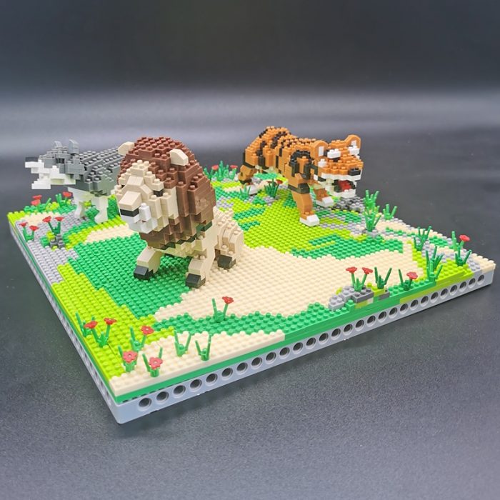 PZX 6630 Animal World Lion Tiger Wolf Flower Meadow Model DIY Mini Diamond Blocks Bricks Building 1 - LOZ Blocks Store