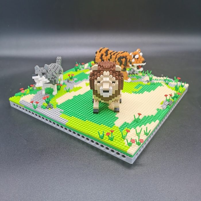 PZX 6630 Animal World Lion Tiger Wolf Flower Meadow Model DIY Mini Diamond Blocks Bricks Building 2 - LOZ Blocks Store