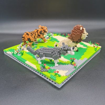 PZX 6630 Animal World Lion Tiger Wolf Flower Meadow Model DIY Mini Diamond Blocks Bricks Building 3 - LOZ Blocks Store