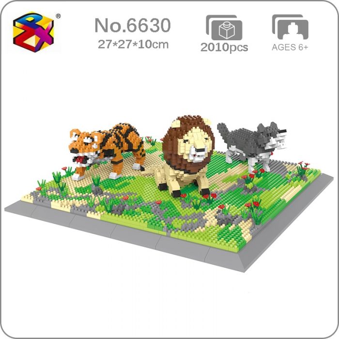 PZX 6630 Animal World Lion Tiger Wolf Flower Meadow Model DIY Mini Diamond Blocks Bricks Building - LOZ Blocks Store