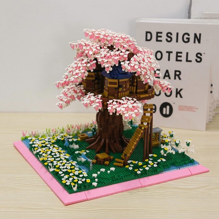 PZX 9928 World Architecture Sakura Tree House Flower Garden DIY Mini Diamond Blocks Bricks Building Toy 1 - LOZ Blocks Store