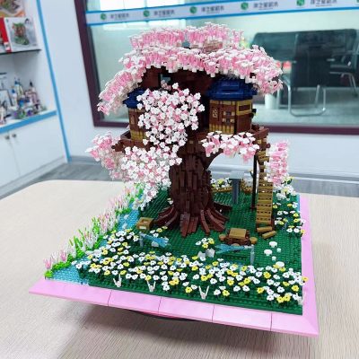 PZX 9928 World Architecture Sakura Tree House Flower Garden DIY Mini Diamond Blocks Bricks Building Toy 5 - LOZ Blocks Store