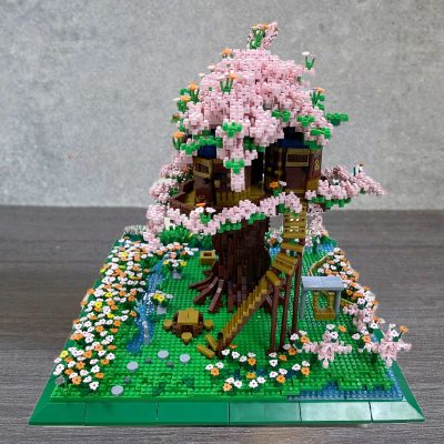 PZX 9929 World Architecture Sakura Tree House Garden Flower River 3D Mini Diamond Blocks Bricks Building 4 - LOZ Blocks Store