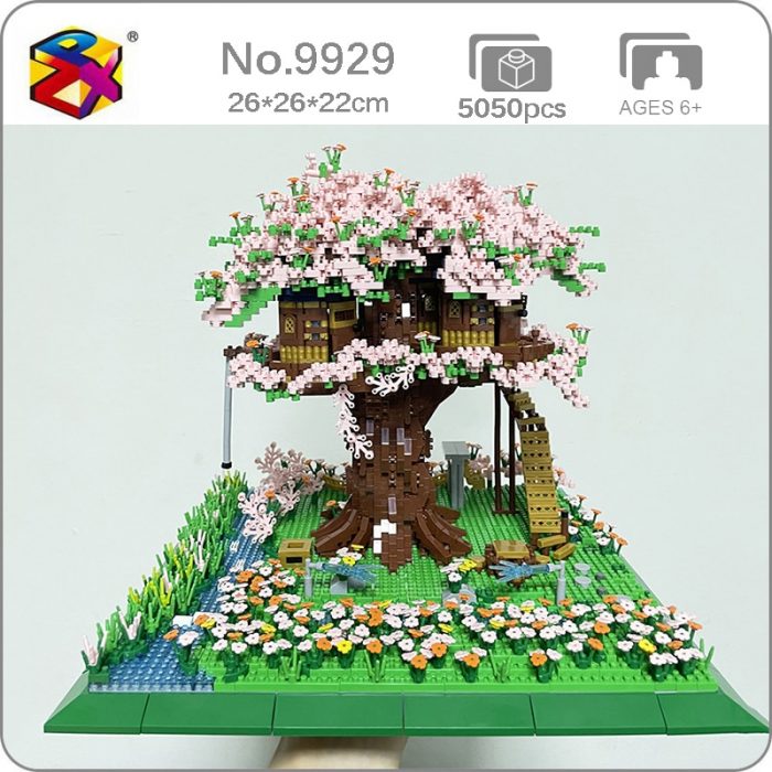 PZX 9929 World Architecture Sakura Tree House Garden Flower River 3D Mini Diamond Blocks Bricks Building - LOZ Blocks Store