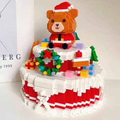 PZX 9935 Merry Christmas Bear Tree Snow Cake Drawer Pet Doll 3D Mini Diamond Blocks Bricks 1 - LOZ Blocks Store
