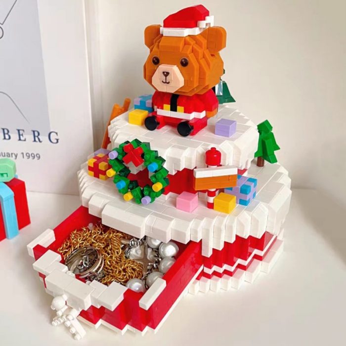 PZX 9935 Merry Christmas Bear Tree Snow Cake Drawer Pet Doll 3D Mini Diamond Blocks Bricks 2 - LOZ Blocks Store