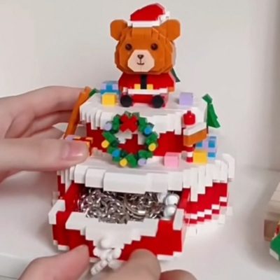 PZX 9935 Merry Christmas Bear Tree Snow Cake Drawer Pet Doll 3D Mini Diamond Blocks Bricks 3 - LOZ Blocks Store
