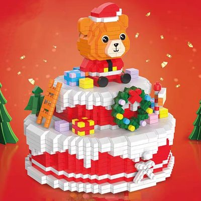 PZX 9935 Merry Christmas Bear Tree Snow Cake Drawer Pet Doll 3D Mini Diamond Blocks Bricks 4 - LOZ Blocks Store