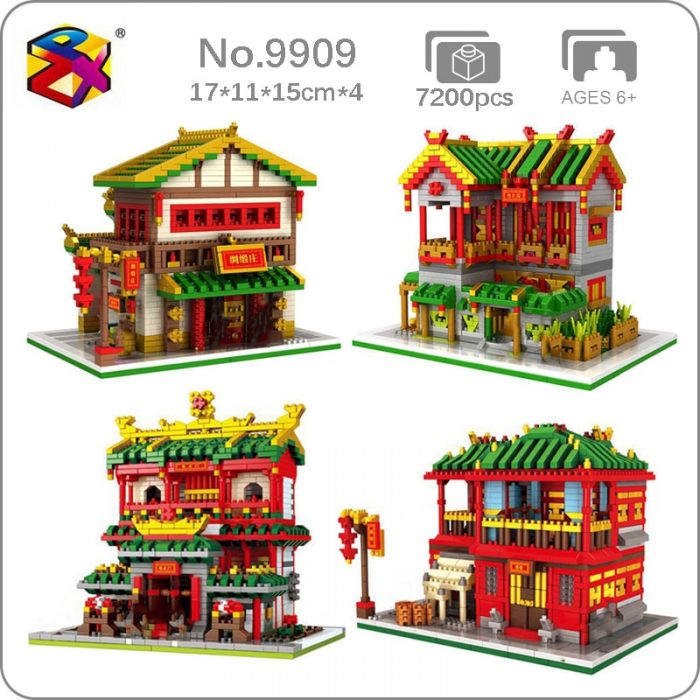 PZX Architecture Chinatown Wine Pub Clothing Shop Store Martial Art School Mini Diamond Blocks Bricks Building - LOZ Blocks Store