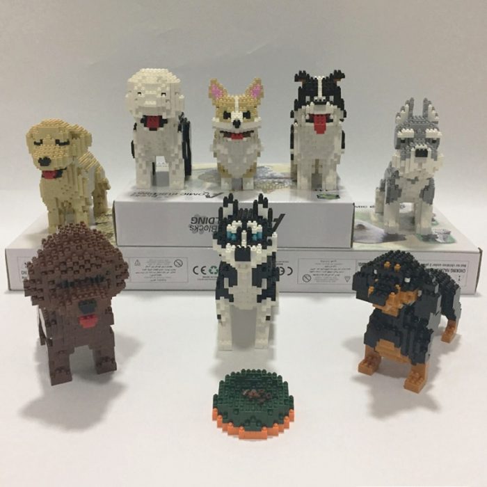 PZX Schnauzer Dachshund Husky Collie Sheepdog Corgi Teddy Dog Pet Animal DIY Mini Diamond Blocks Bricks 1 - LOZ Blocks Store