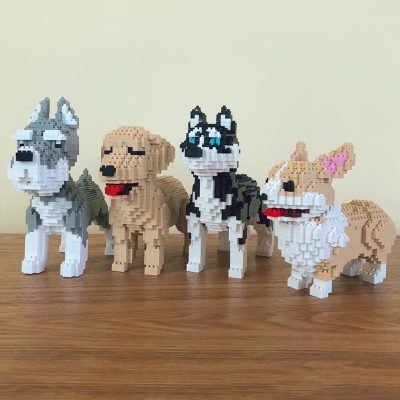 PZX Schnauzer Dachshund Husky Collie Sheepdog Corgi Teddy Dog Pet Animal DIY Mini Diamond Blocks Bricks 4 - LOZ Blocks Store