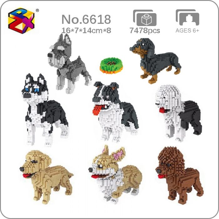 PZX Schnauzer Dachshund Husky Collie Sheepdog Corgi Teddy Dog Pet Animal DIY Mini Diamond Blocks Bricks - LOZ Blocks Store