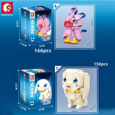 SEMBO 8 Styles kawaii Monster Anime Building Blocks Action Figure Models Bricks Collectible Model Toys Doll 3 - LOZ Blocks Store