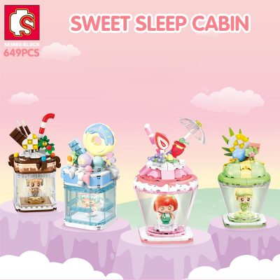 SEMBO BLOCK 4 Styles Candy Planet City View lighting Building Blocks Sleeping Cabin Bricks Gifts Toys 1 - LOZ Blocks Store