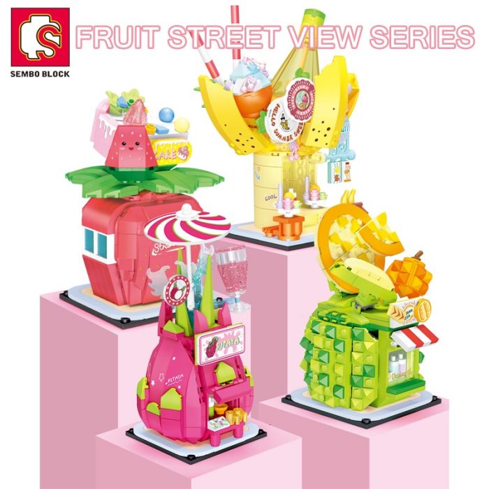 SEMBO BLOCK 4 Styles City Fruit Street City Scene Minifigure Building Blocks Fruit Series Bricks Gifts - LOZ Blocks Store