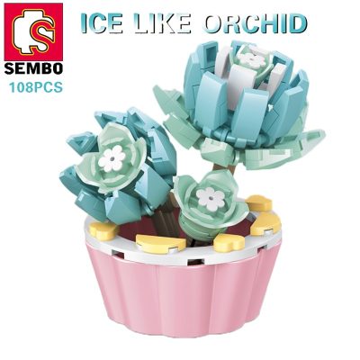 SEMBO BLOCK 4 set lot Potted Plant Kawaii Flowers Building Block Puffer Tiger Animal Anime Toys 3 - LOZ Blocks Store