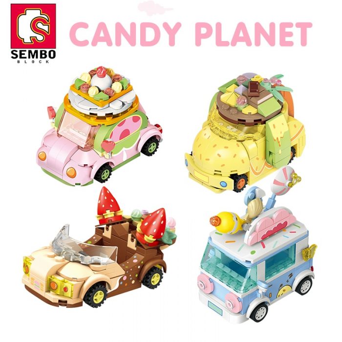 SEMBO BLOCK 4Set Lot Candy Planet Car Toys Building Block DIY Candy Car Bricks Model Educational - LOZ Blocks Store