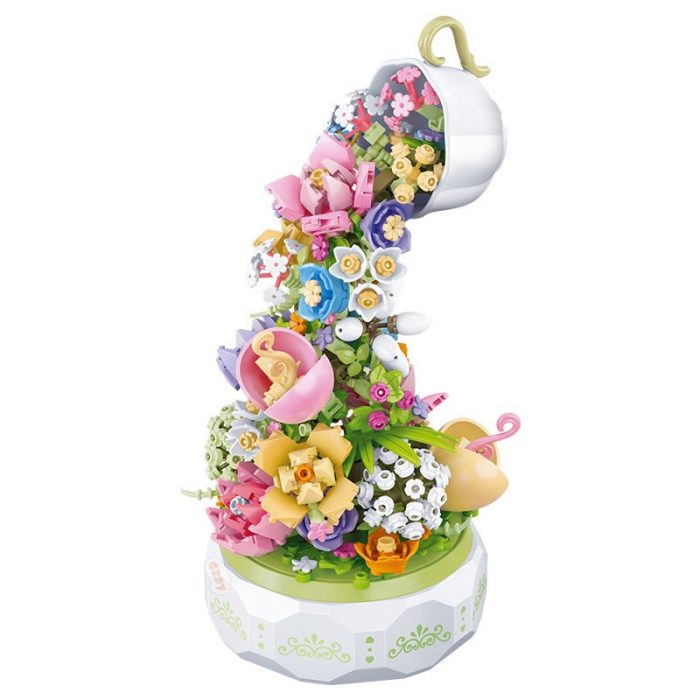 SEMBO BLOCK 575pcs Teacup Flower Lighting Music Box Building Block Home Decor Anime Creative Gift Toy 4 - LOZ Blocks Store