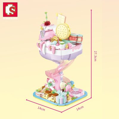 SEMBO BLOCK Candy Planet Cute Ice Cream Lighting Building Blocks Pink Mystery Kingdom Gifts Toys Bricks 5 - LOZ Blocks Store