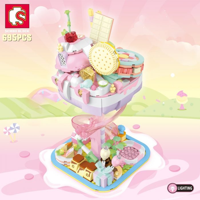 SEMBO BLOCK Candy Planet Cute Ice Cream Lighting Building Blocks Pink Mystery Kingdom Gifts Toys Bricks - LOZ Blocks Store