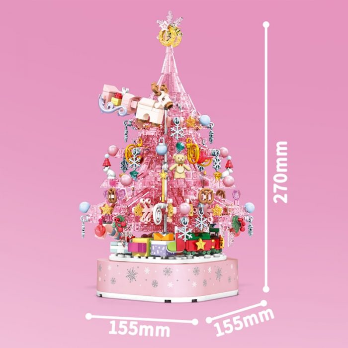 SEMBO BLOCK Valentine s Day Blocks Music Box With Light Pink Tree Anime Model Building Kit 3 - LOZ Blocks Store