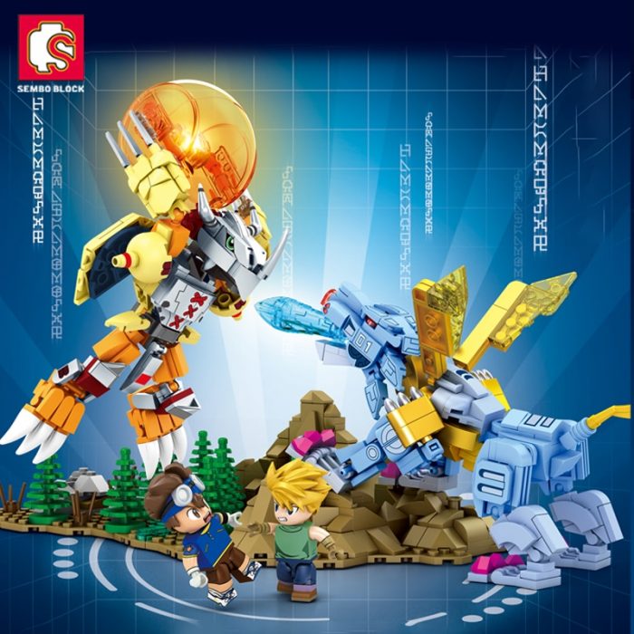 SEMBO Metal War Greymon Anime Building Blocks Action Figure Models Bricks Lighting Anime Kids Model Toy - LOZ Blocks Store