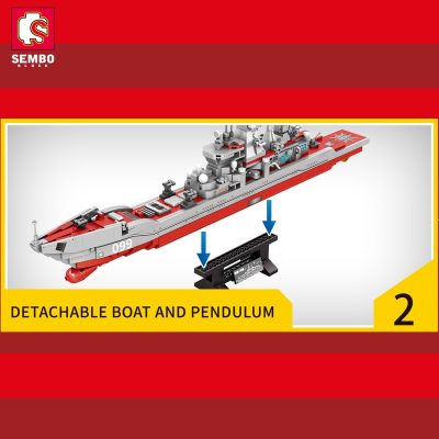 SEMBO Military War Russian Cruiser Building Blocks Heavy Armed Warship Weapon Bricks With Base And Mini 2 - LOZ Blocks Store