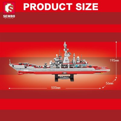 SEMBO Military War Russian Cruiser Building Blocks Heavy Armed Warship Weapon Bricks With Base And Mini 4 - LOZ Blocks Store