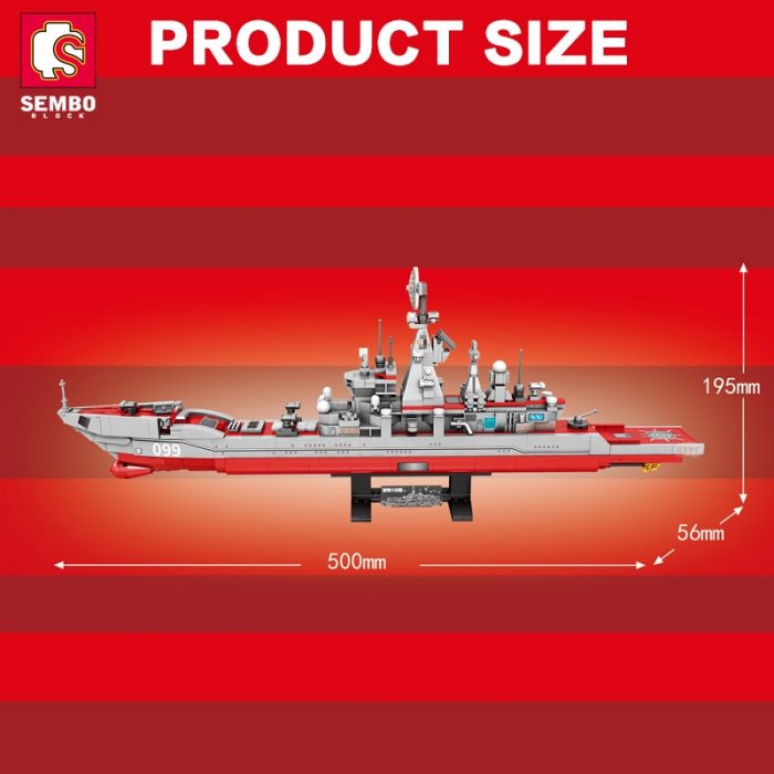 SEMBO Military War Russian Cruiser Building Blocks Heavy Armed Warship Weapon Bricks With Base And Mini 4 - LOZ Blocks Store