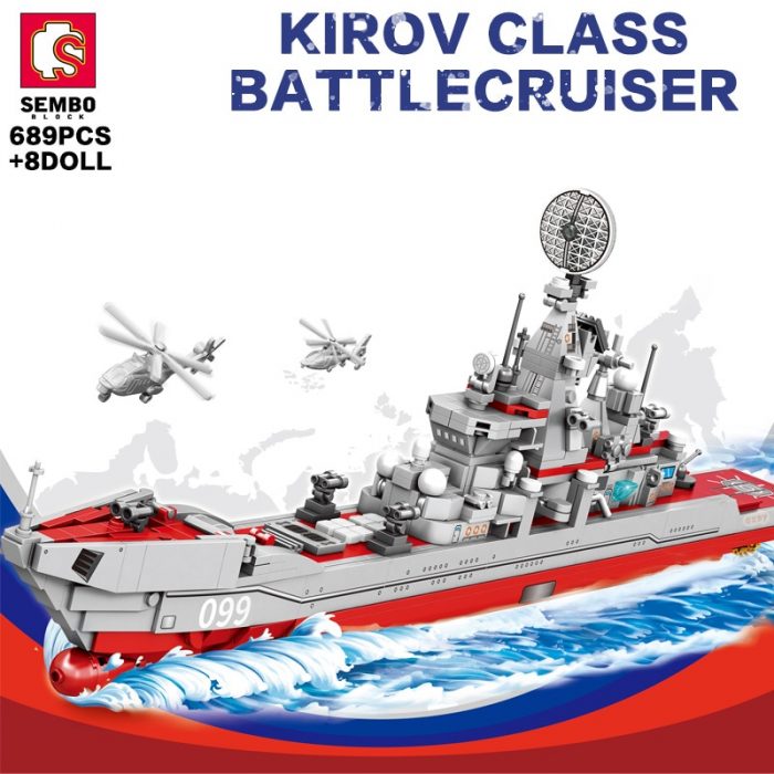 SEMBO Military War Russian Cruiser Building Blocks Heavy Armed Warship Weapon Bricks With Base And Mini - LOZ Blocks Store