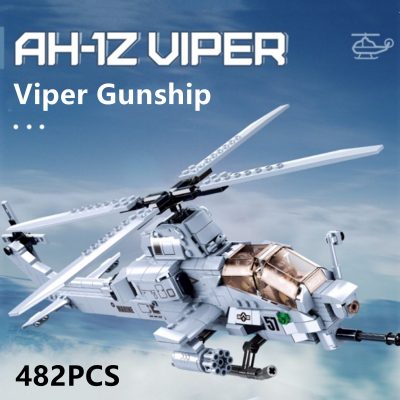 Sluban Building Block Toys Army Model AH 1Z Helicopter 482PCS Bricks B0838 Compatbile With Leading Brands 1 - LOZ Blocks Store