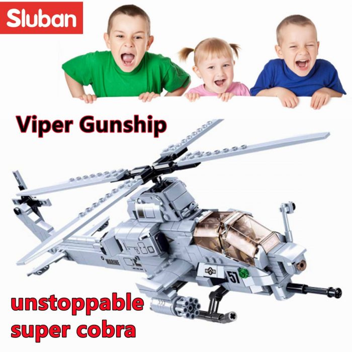 Sluban Building Block Toys Army Model AH 1Z Helicopter 482PCS Bricks B0838 Compatbile With Leading Brands - LOZ Blocks Store