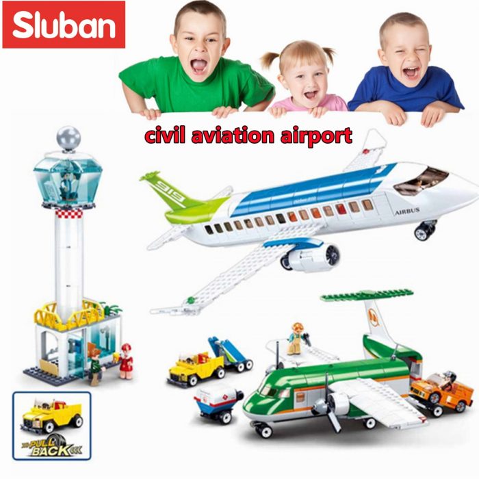 Sluban Building Block Toys Aviation New Airport 731PCS Bricks B0930 With Pull Back Luggage Van Compatbile 1 - LOZ Blocks Store