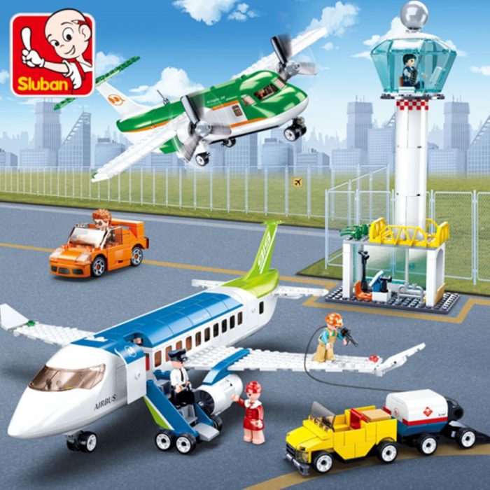 Sluban Building Block Toys Aviation New Airport 731PCS Bricks B0930 With Pull Back Luggage Van Compatbile 2 - LOZ Blocks Store