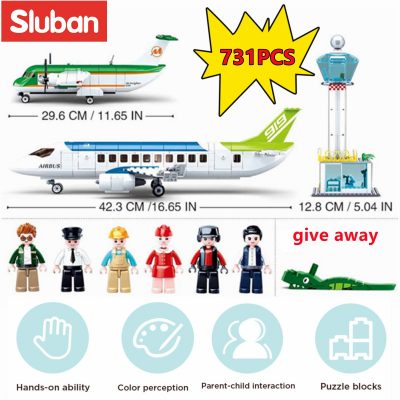 Sluban Building Block Toys Aviation New Airport 731PCS Bricks B0930 With Pull Back Luggage Van Compatbile 3 - LOZ Blocks Store