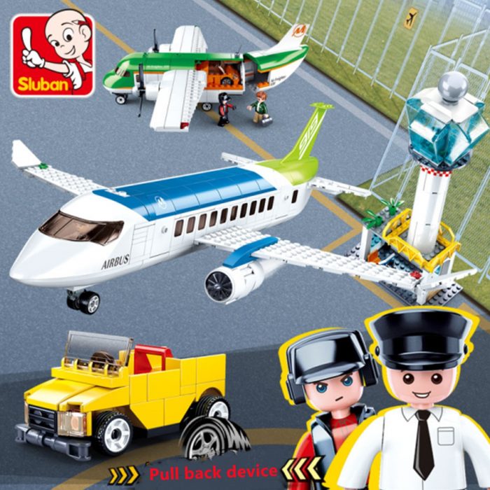 Sluban Building Block Toys Aviation New Airport 731PCS Bricks B0930 With Pull Back Luggage Van Compatbile - LOZ Blocks Store