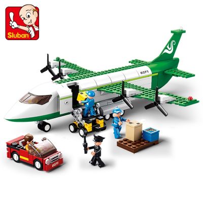 Sluban Building Block Toys Aviation Transportation Plane 383PCS Bricks B0371 Airfreighter Fit With Leading Brands Constructions 1 - LOZ Blocks Store