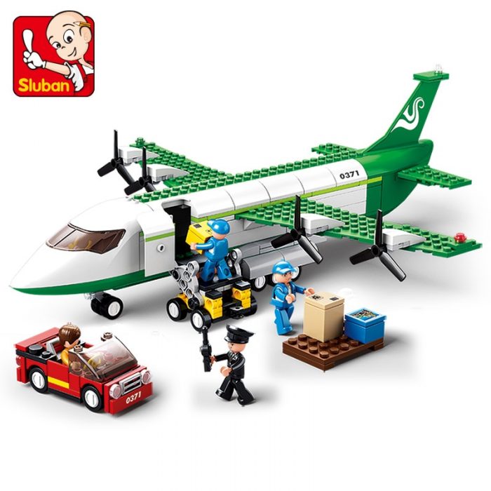 Sluban Building Block Toys Aviation Transportation Plane 383PCS Bricks B0371 Airfreighter Fit With Leading Brands Constructions 1 - LOZ Blocks Store