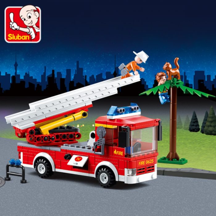 Sluban Building Block Toys City Fire Fighter 269PCS Bricks B0625 Aerial Ladder Fire Truck Compatbile With 1 - LOZ Blocks Store