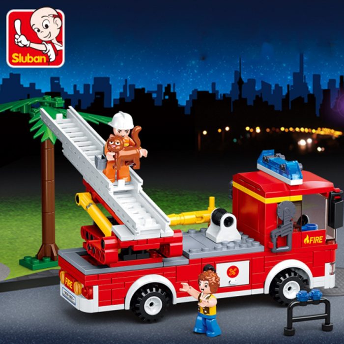 Sluban Building Block Toys City Fire Fighter 269PCS Bricks B0625 Aerial Ladder Fire Truck Compatbile With - LOZ Blocks Store